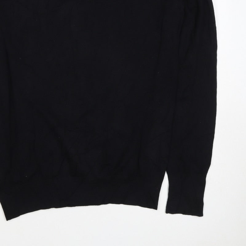 Diesel Men’s Black XL V-Neck Cotton Stretch Logo Jumper