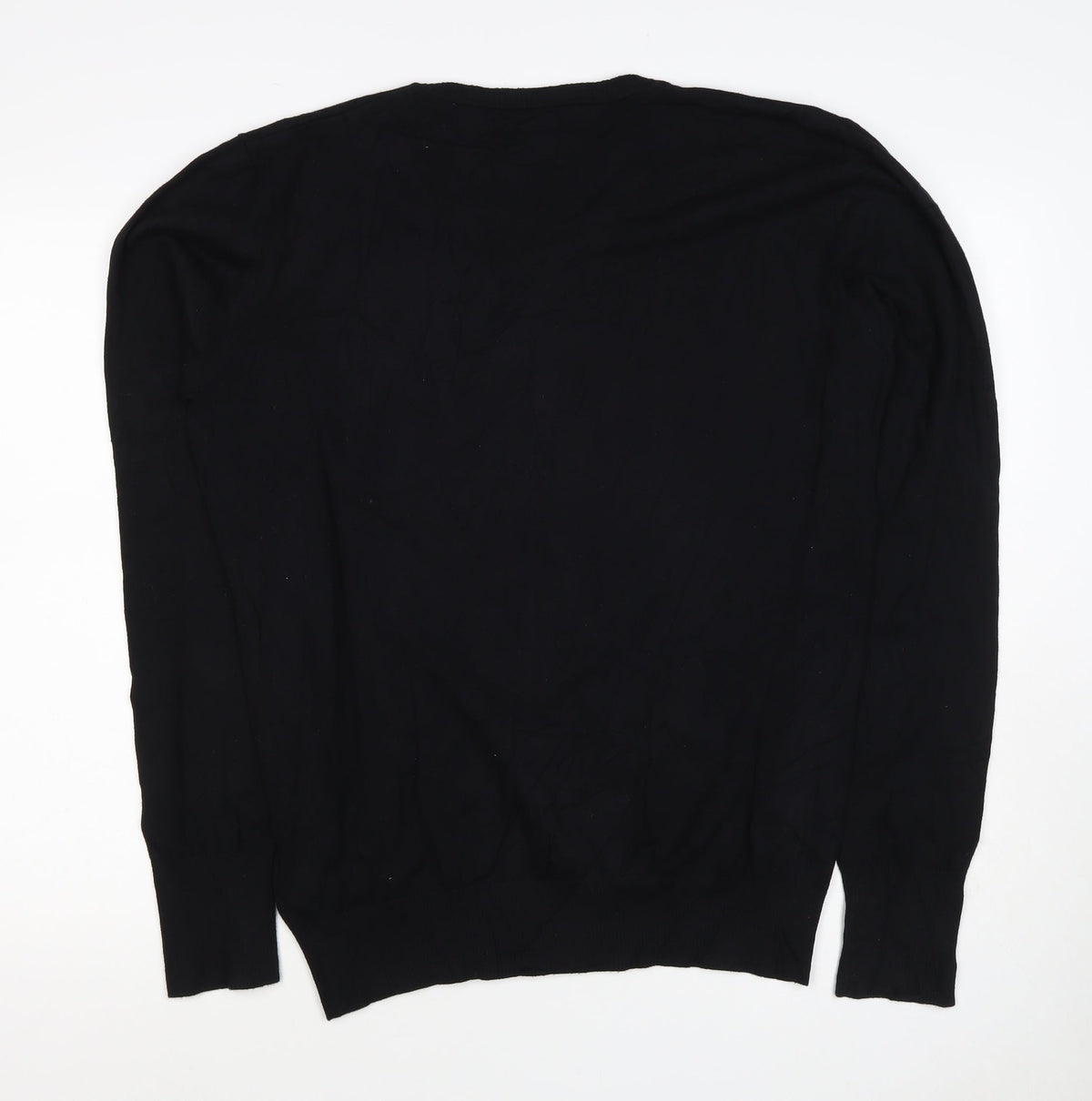Diesel Men’s Black XL V-Neck Cotton Stretch Logo Jumper