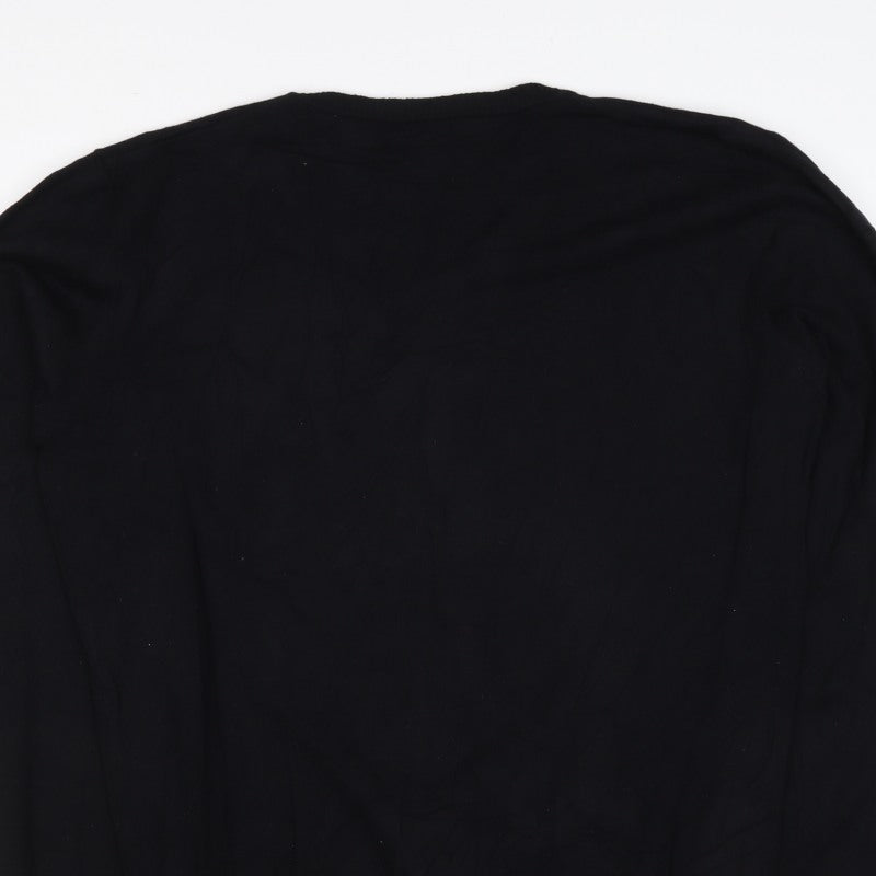 Diesel Men’s Black XL V-Neck Cotton Stretch Logo Jumper