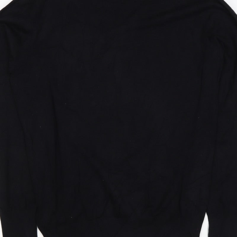 Diesel Men’s Black XL V-Neck Cotton Stretch Logo Jumper
