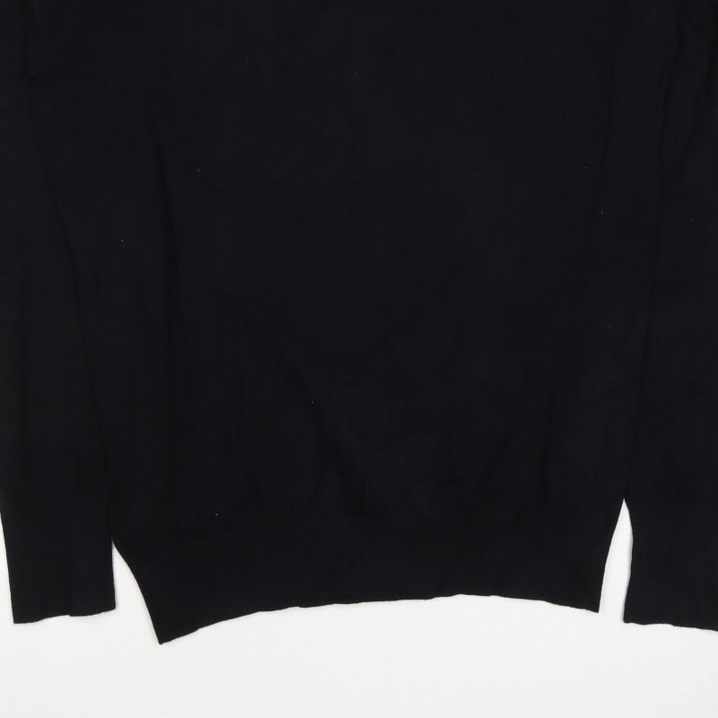 Diesel Men’s Black XL V-Neck Cotton Stretch Logo Jumper
