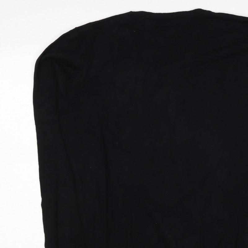 Diesel Men’s Black XL V-Neck Cotton Stretch Logo Jumper