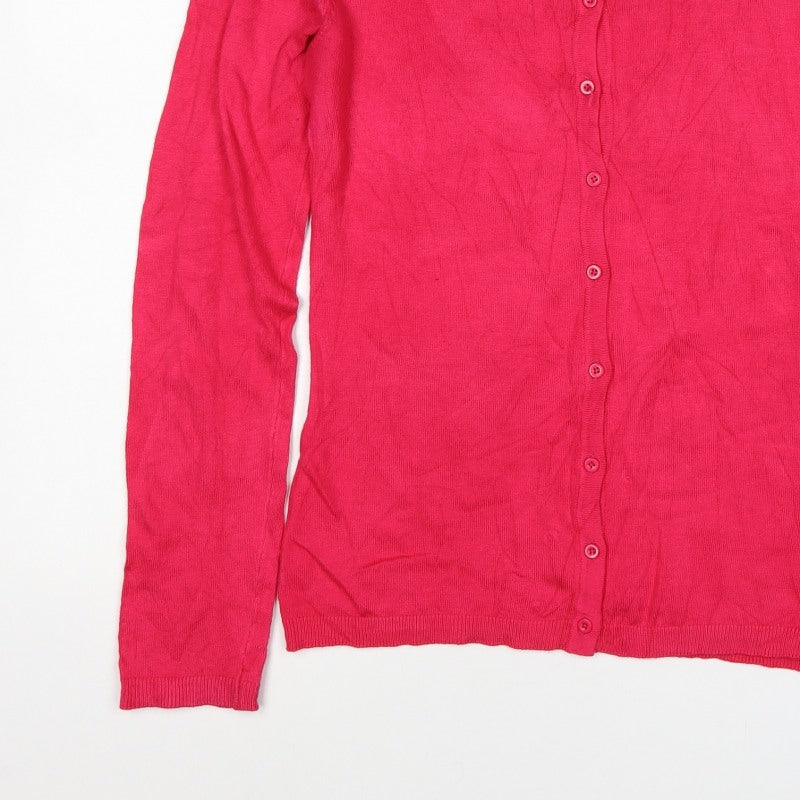 ICHI Women’s Pink Size S Button Front Fine Knit Cardigan