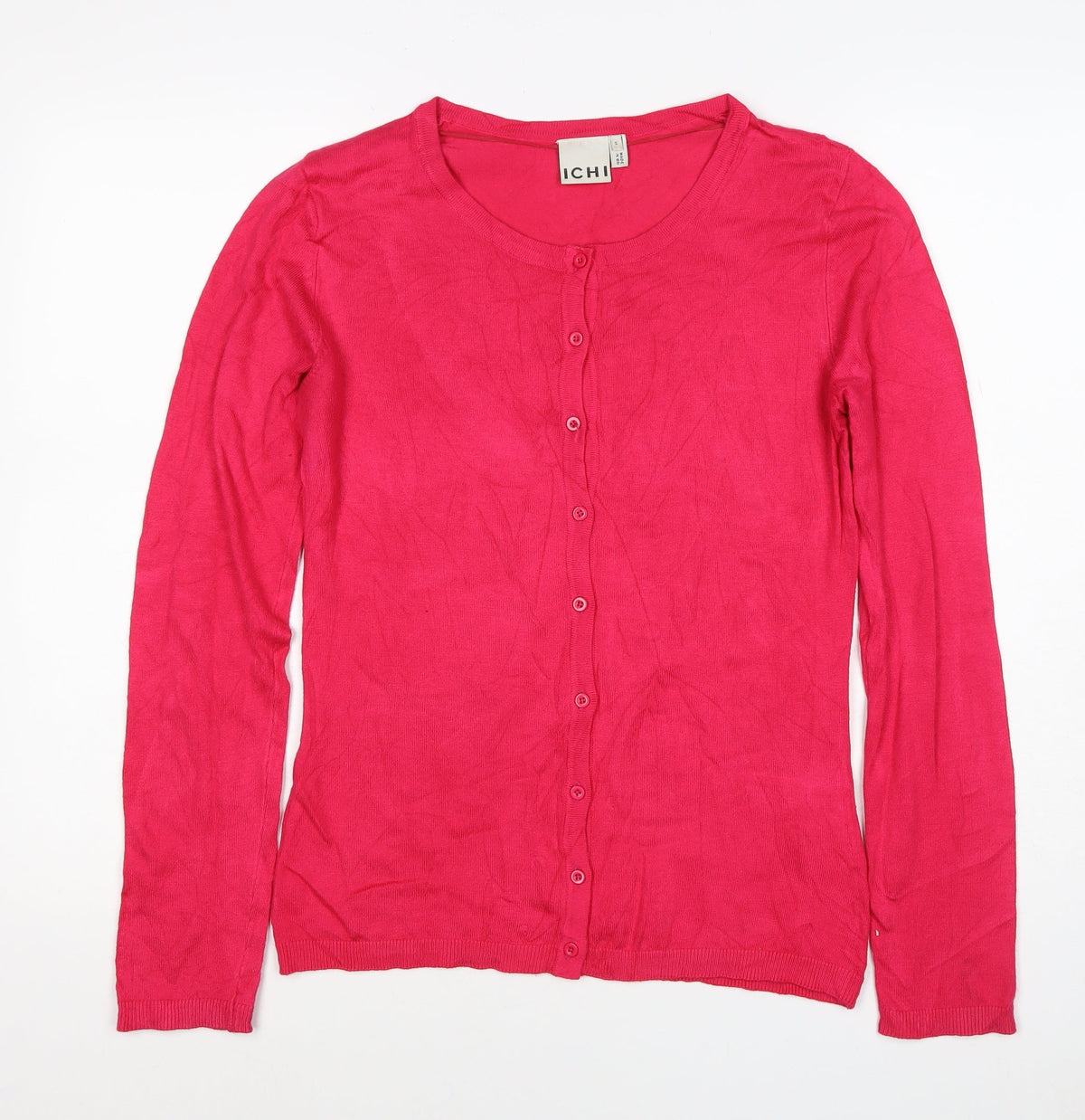 ICHI Women’s Pink Size S Button Front Fine Knit Cardigan