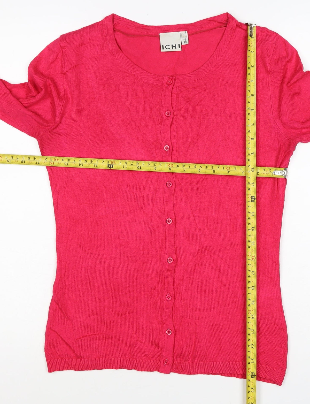 ICHI Women’s Pink Size S Button Front Fine Knit Cardigan