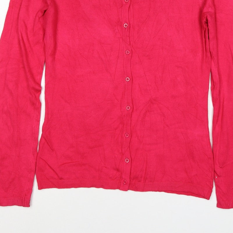 ICHI Women’s Pink Size S Button Front Fine Knit Cardigan