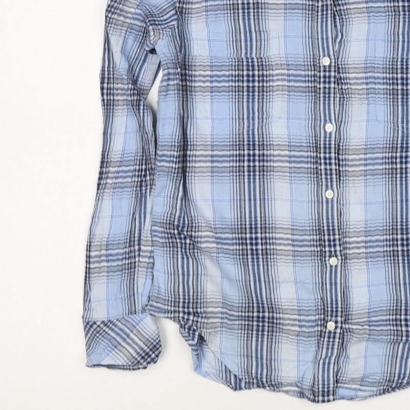 GAP Women’s Blue Plaid Slim Fit Cotton Button-Up Shirt Size S