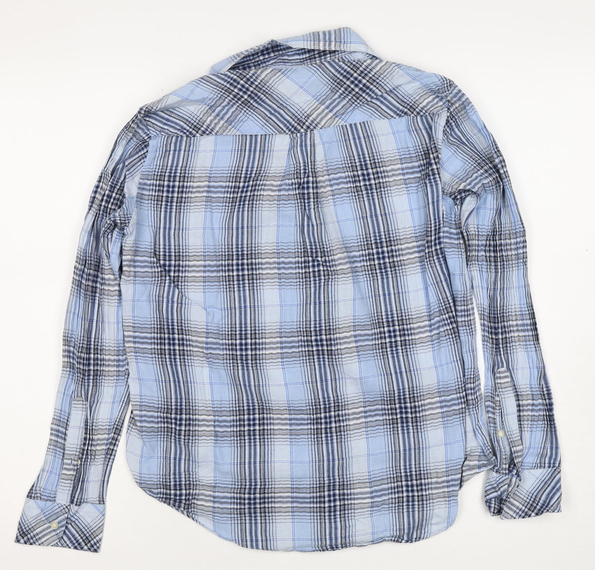 GAP Women’s Blue Plaid Slim Fit Cotton Button-Up Shirt Size S