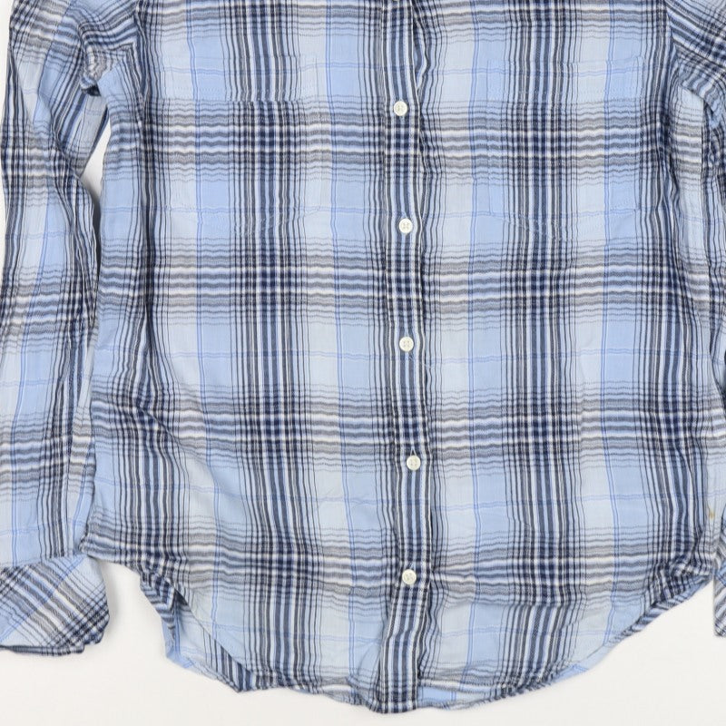GAP Women’s Blue Plaid Slim Fit Cotton Button-Up Shirt Size S