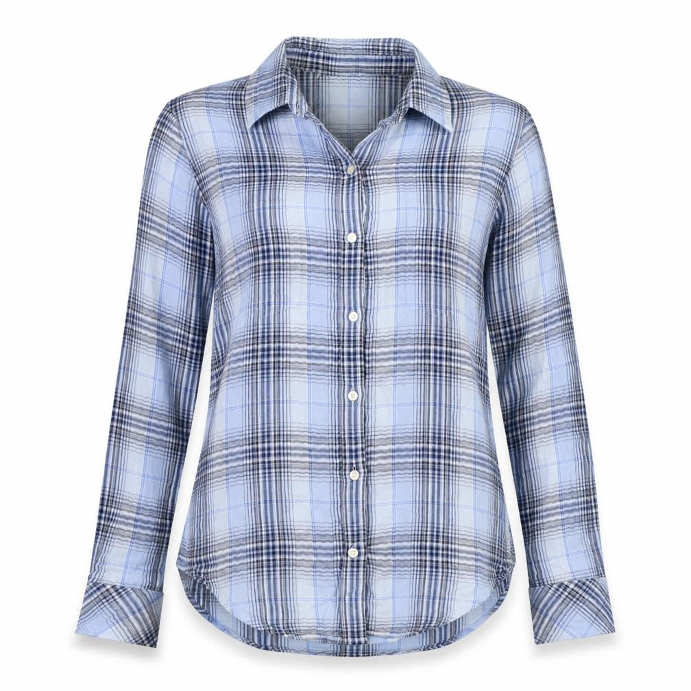 GAP Women’s Blue Plaid Slim Fit Cotton Button-Up Shirt Size S