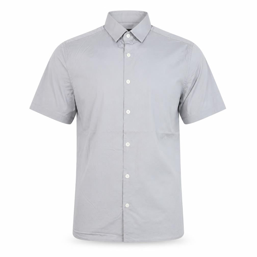 ASOS Men Grey S Short Sleeve Button-Up Stretch Shirt