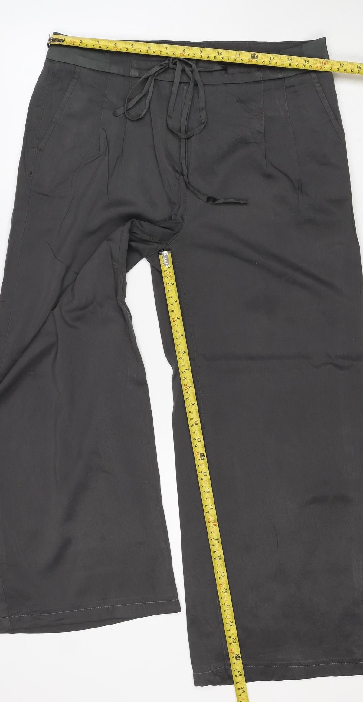 Per Una Women’s Black Size 12 Wide-Leg Drawstring Trousers