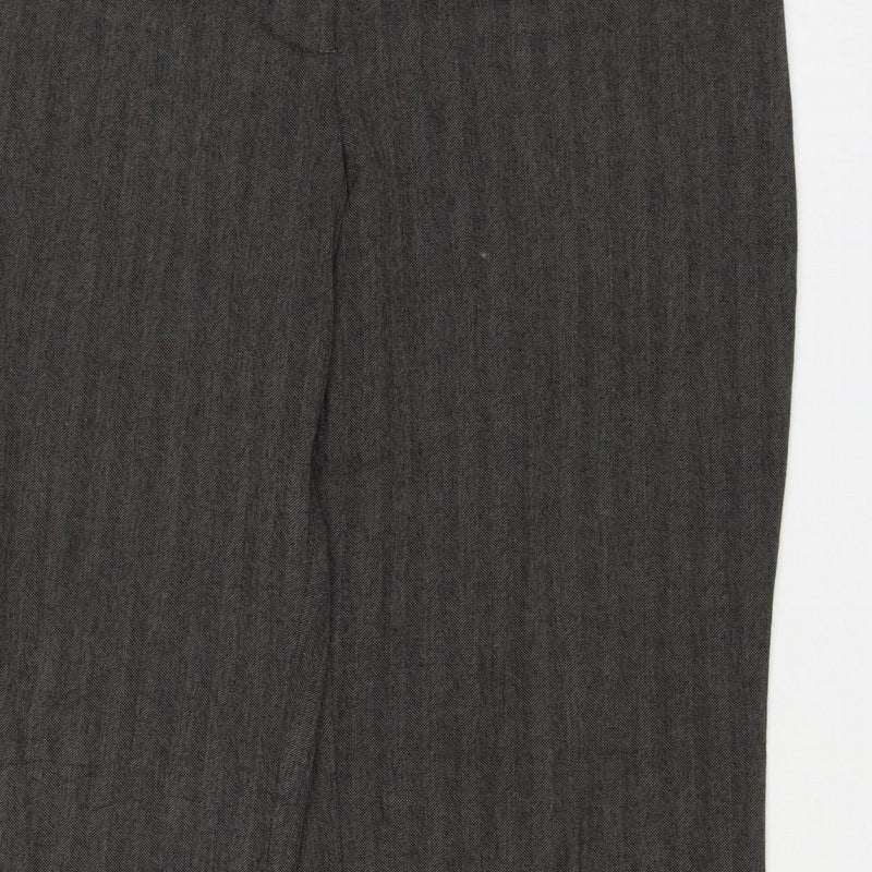 Principles Women Grey Herringbone Dress Trousers UK 12 Straight Leg