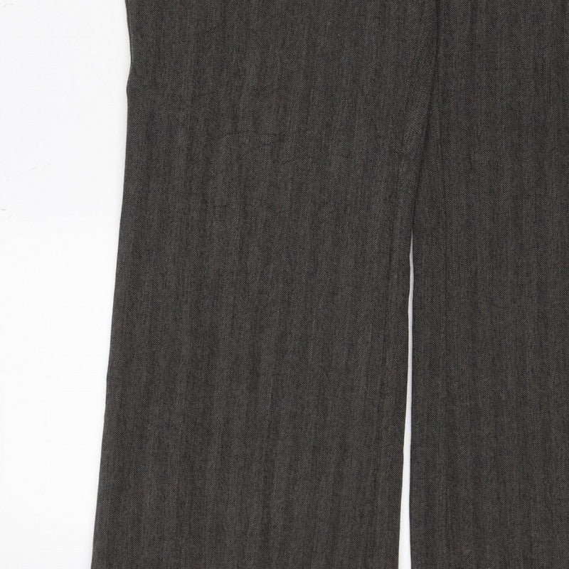 Principles Women Grey Herringbone Dress Trousers UK 12 Straight Leg