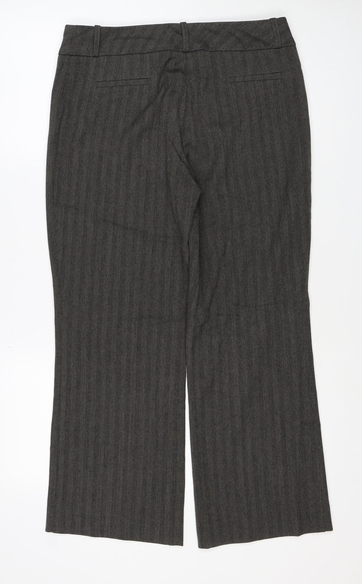 Principles Women Grey Herringbone Dress Trousers UK 12 Straight Leg