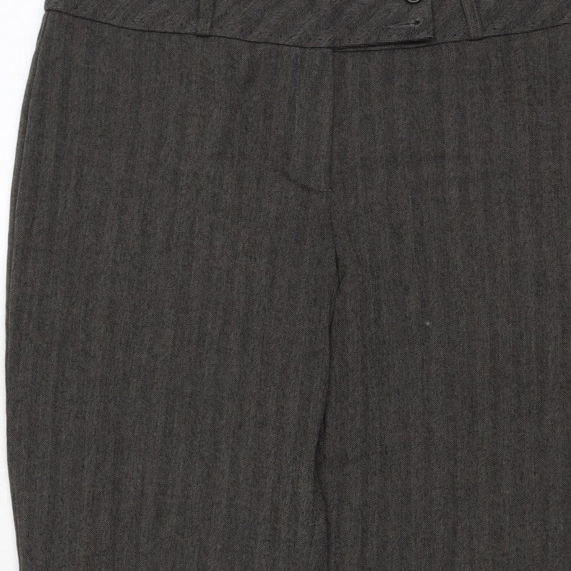 Principles Women Grey Herringbone Dress Trousers UK 12 Straight Leg