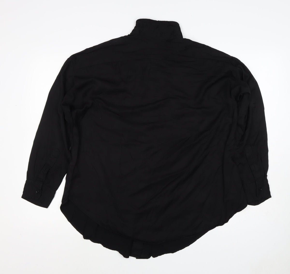 H&M Women Black Size S Viscose Long Sleeve Collared Button-Up Blouse