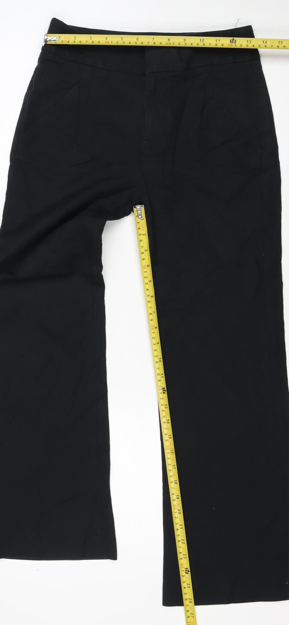 Gap Women Black UK 6 Regular Wide-Leg Stretch Trousers