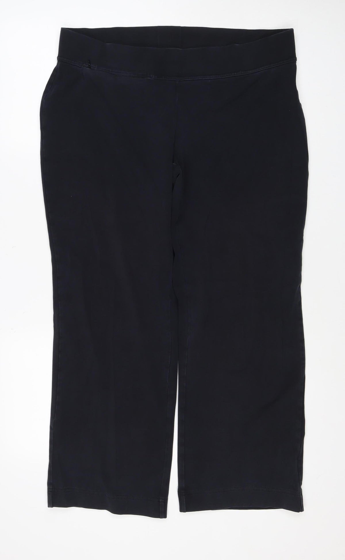Lands' End Women Black UK 14 Petite Stretch Cotton Leggings