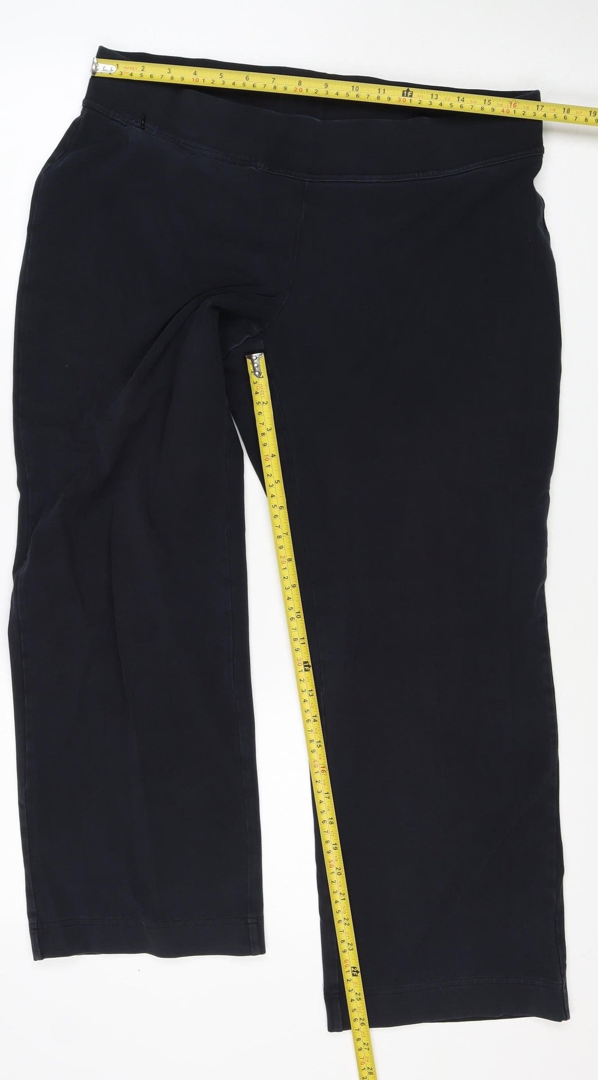 Lands' End Women Black UK 14 Petite Stretch Cotton Leggings