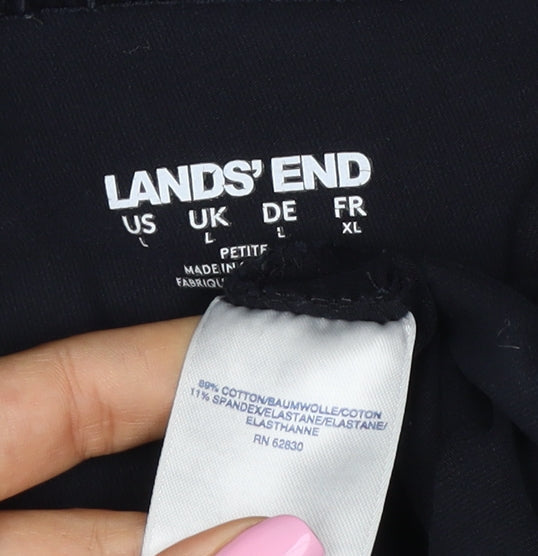 Lands' End Women Black UK 14 Petite Stretch Cotton Leggings