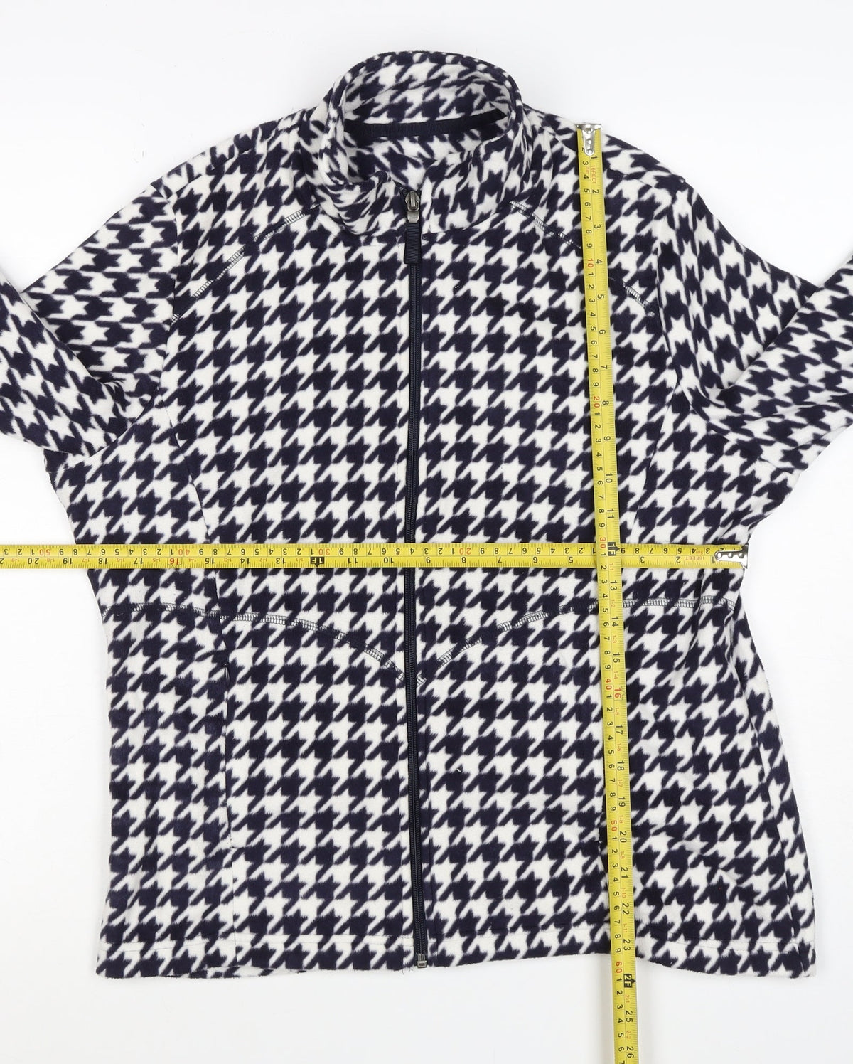 Marks and Spencer Women’s Blue White UK 16 Houndstooth Fleece Jacket