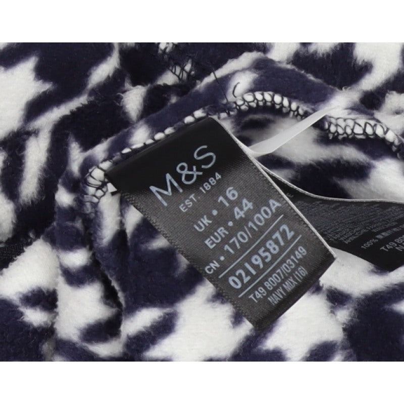 Marks and Spencer Women’s Blue White UK 16 Houndstooth Fleece Jacket