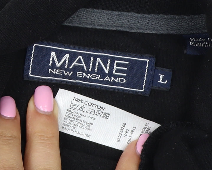 Maine New England Women’s Black L Roll Neck Cotton Long Sleeve Top