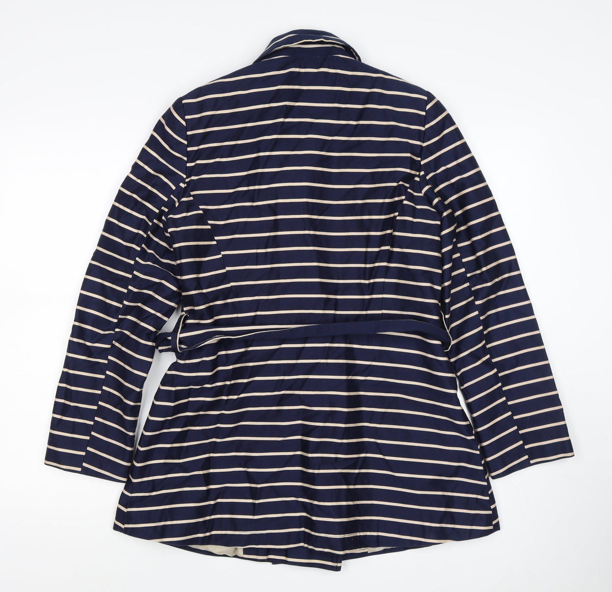 Collection Debenhams Women Blue Striped Belted Trench Coat Size 12