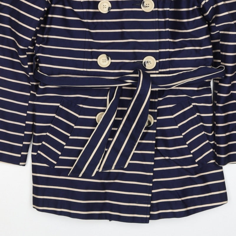 Collection Debenhams Women Blue Striped Belted Trench Coat Size 12