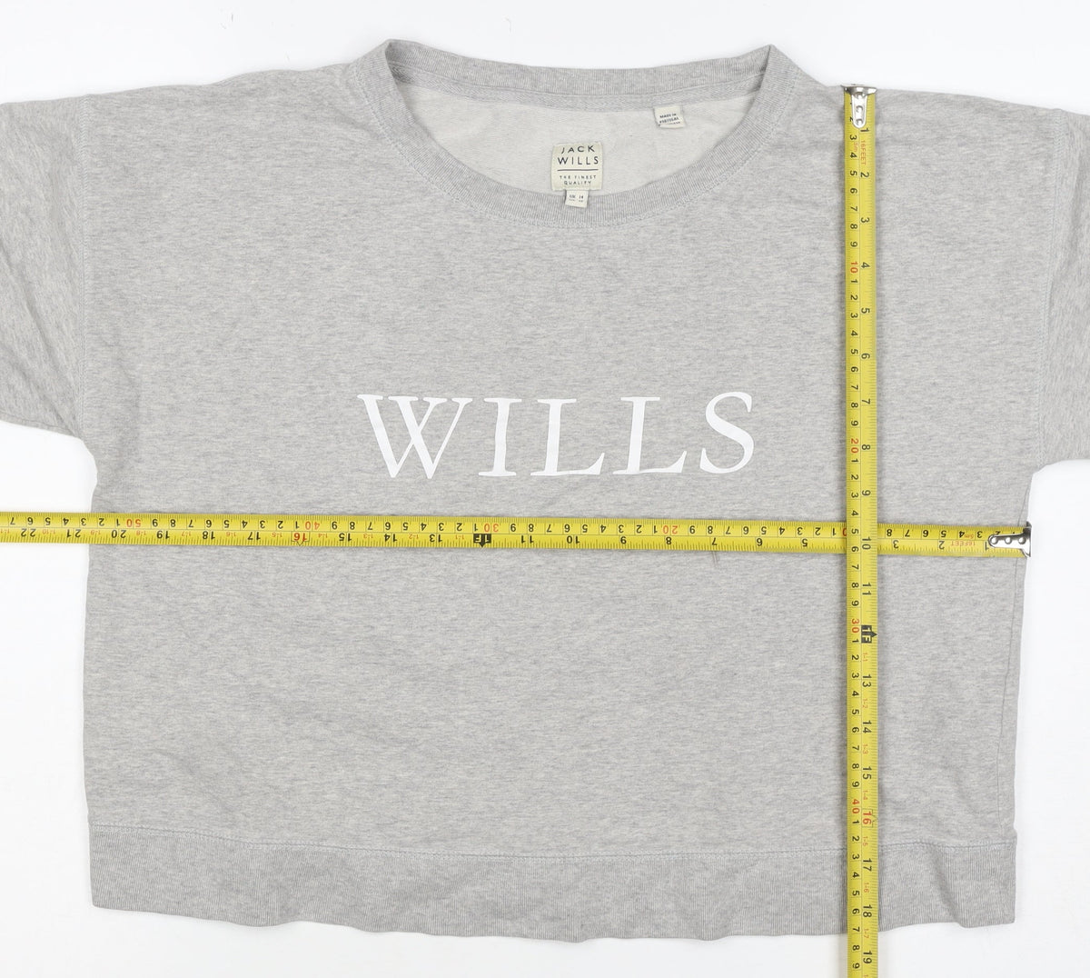 Jack Wills Women’s Grey UK 14 Pullover Logo Graphic Crew Sweatshirt