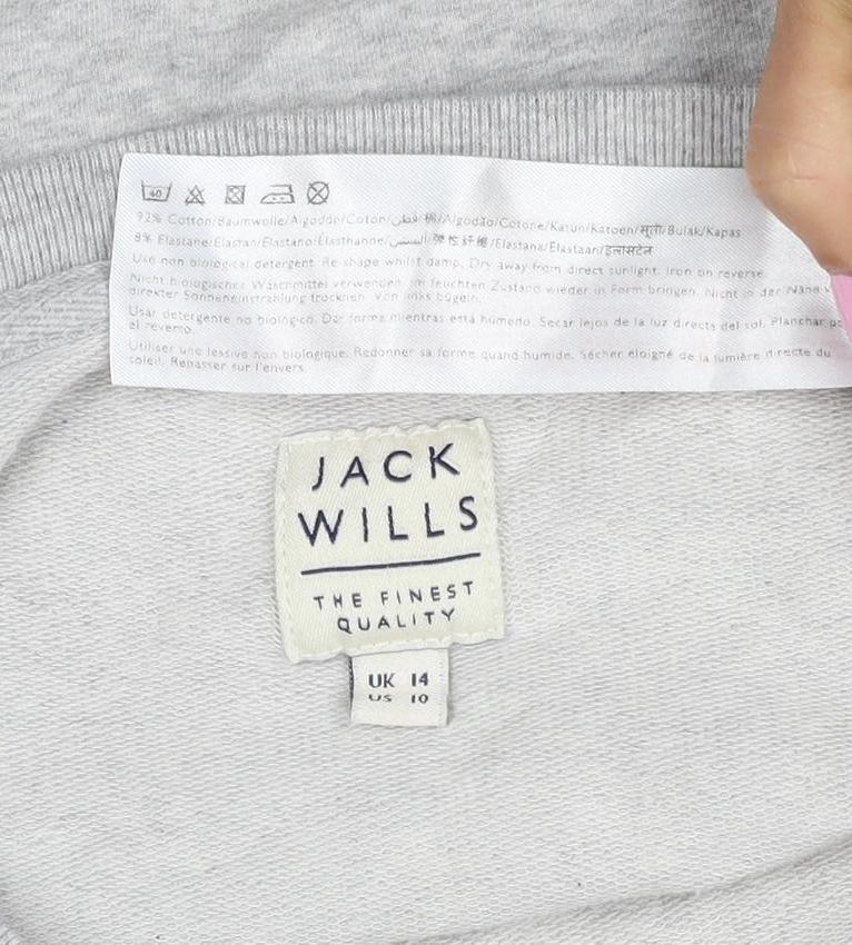 Jack Wills Women’s Grey UK 14 Pullover Logo Graphic Crew Sweatshirt