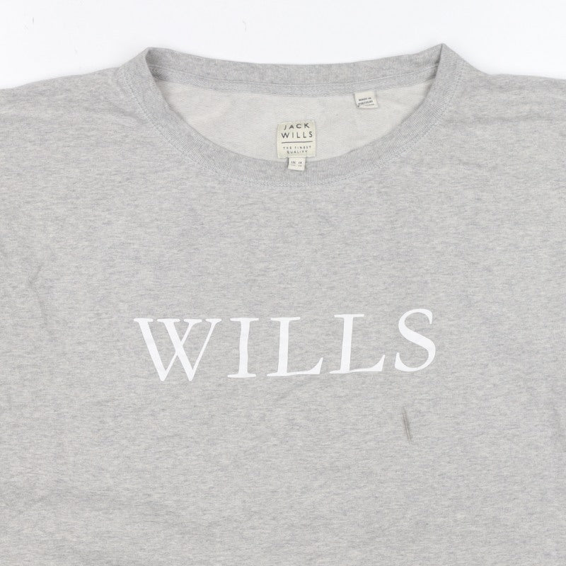 Jack Wills Women’s Grey UK 14 Pullover Logo Graphic Crew Sweatshirt
