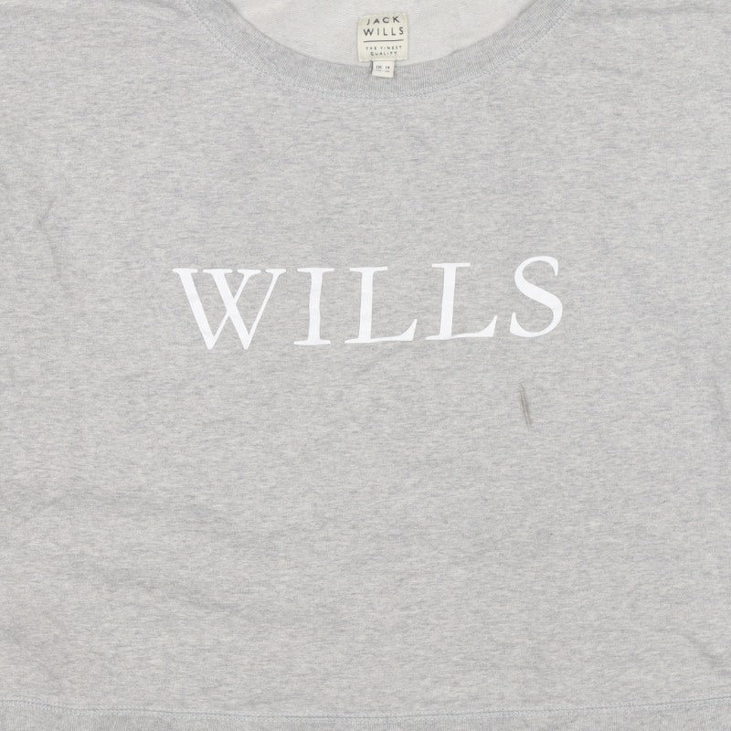 Jack Wills Women’s Grey UK 14 Pullover Logo Graphic Crew Sweatshirt