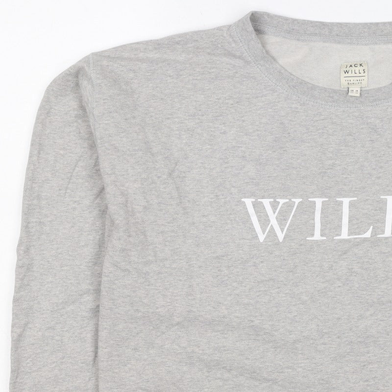 Jack Wills Women’s Grey UK 14 Pullover Logo Graphic Crew Sweatshirt