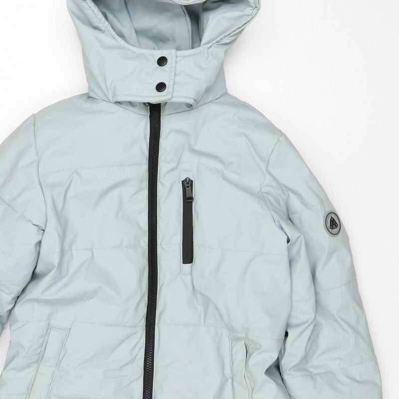 Next Girls Blue Hooded Puffer Jacket Age 7 Years Fleece Lined