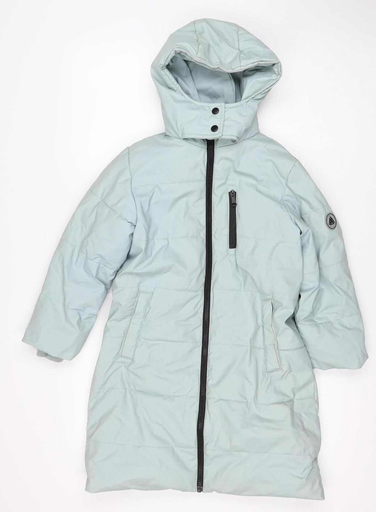 Next Girls Blue Hooded Puffer Jacket Age 7 Years Fleece Lined