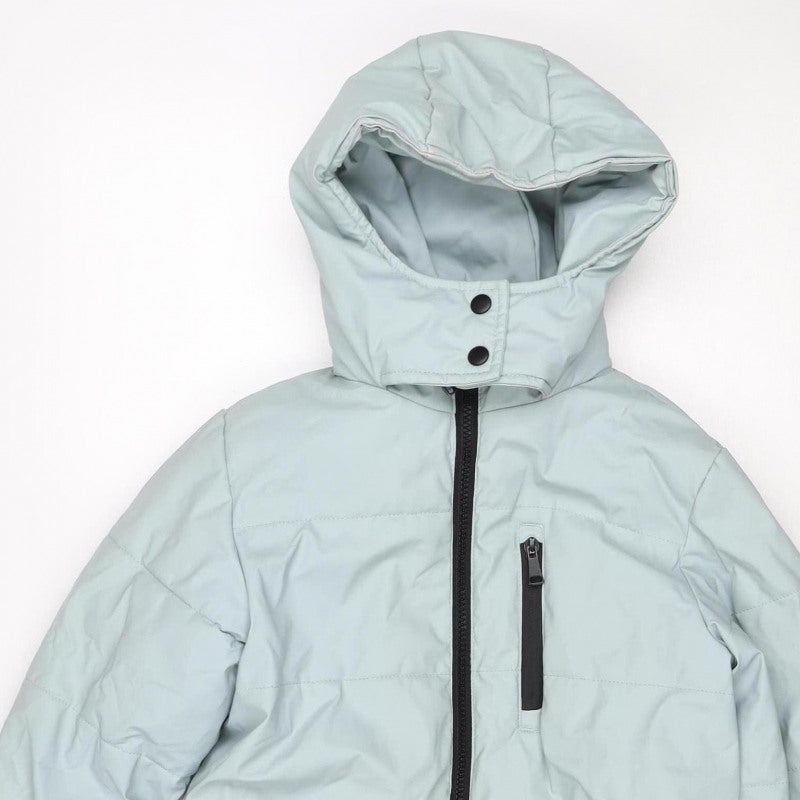 Next Girls Blue Hooded Puffer Jacket Age 7 Years Fleece Lined