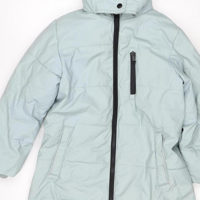 Next Girls Blue Hooded Puffer Jacket Age 7 Years Fleece Lined