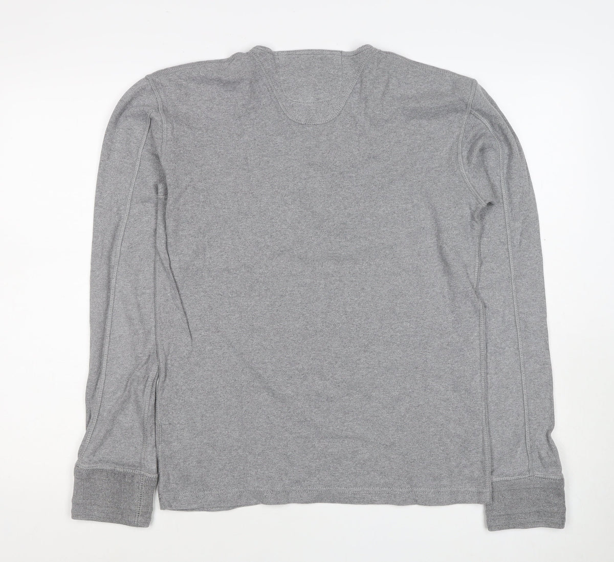 Superdry Men Grey XL Henley Button Long Sleeve Cotton Sweatshirt