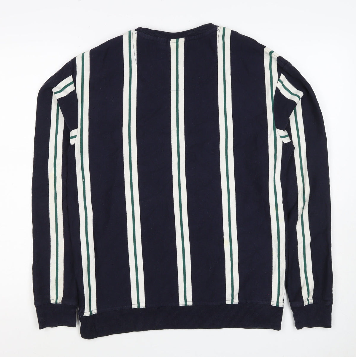 Outfitters Men's Blue Green Striped M Crew Neck Pullover Sweatshirt