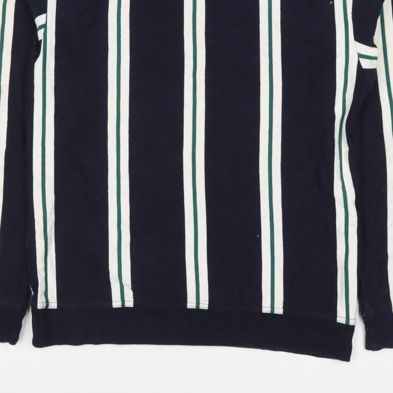 Outfitters Men's Blue Green Striped M Crew Neck Pullover Sweatshirt