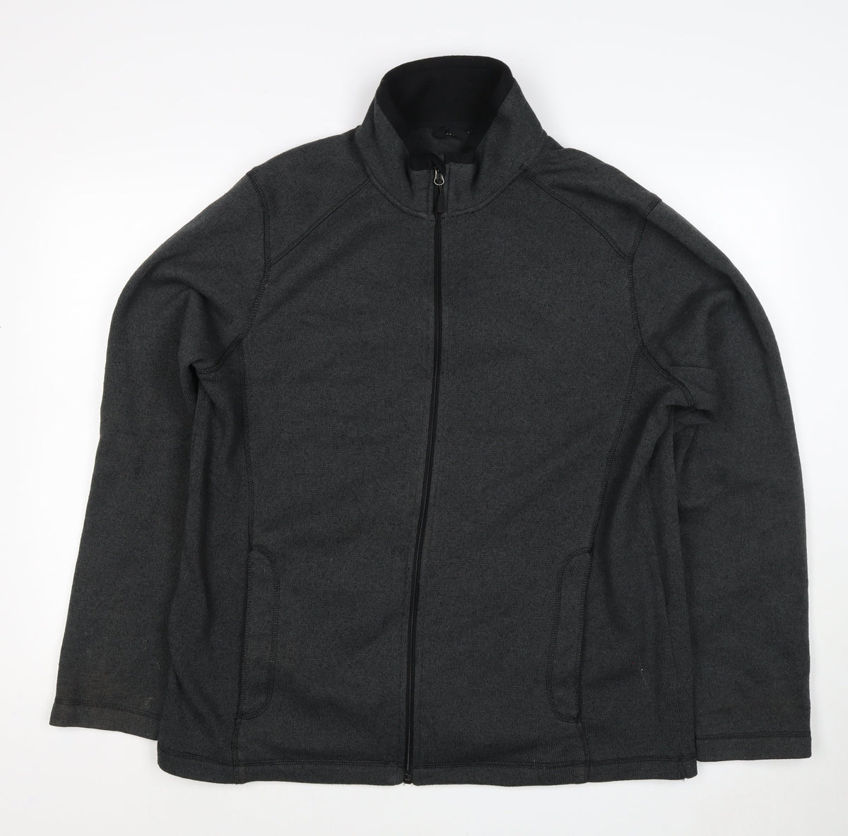 Livergy Men's Grey L Full Zip Fleece Jacket Stand Collar Pockets