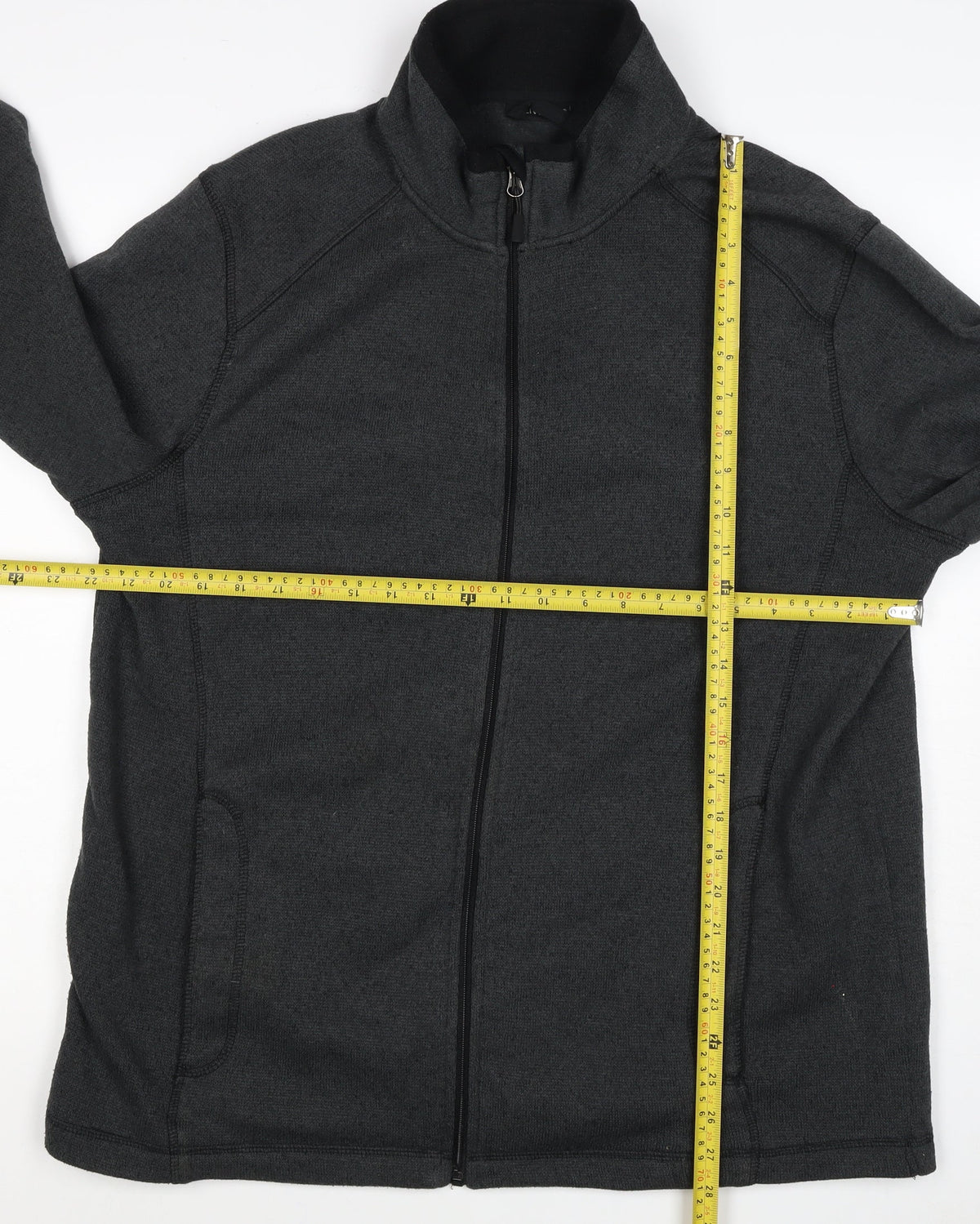 Livergy Men's Grey L Full Zip Fleece Jacket Stand Collar Pockets