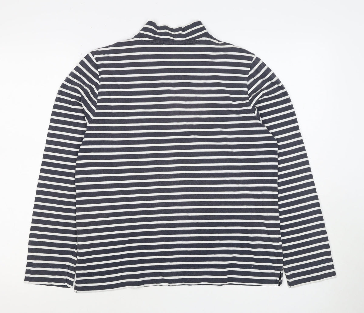 Cotswold Collections Women Blue Stripe M Jersey 1/2 Zip High Neck Top