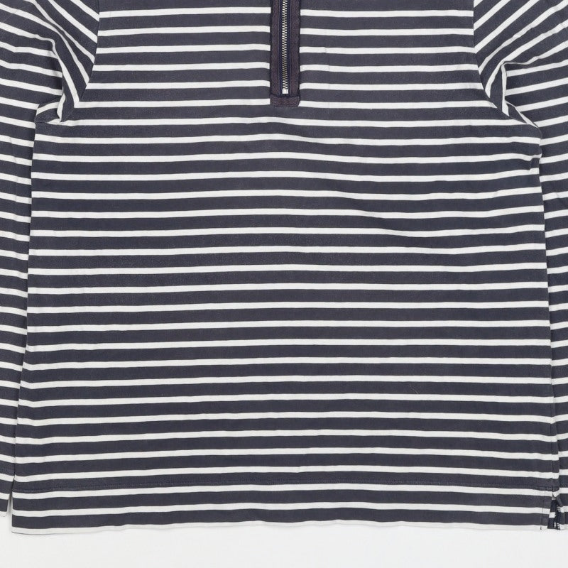 Cotswold Collections Women Blue Stripe M Jersey 1/2 Zip High Neck Top