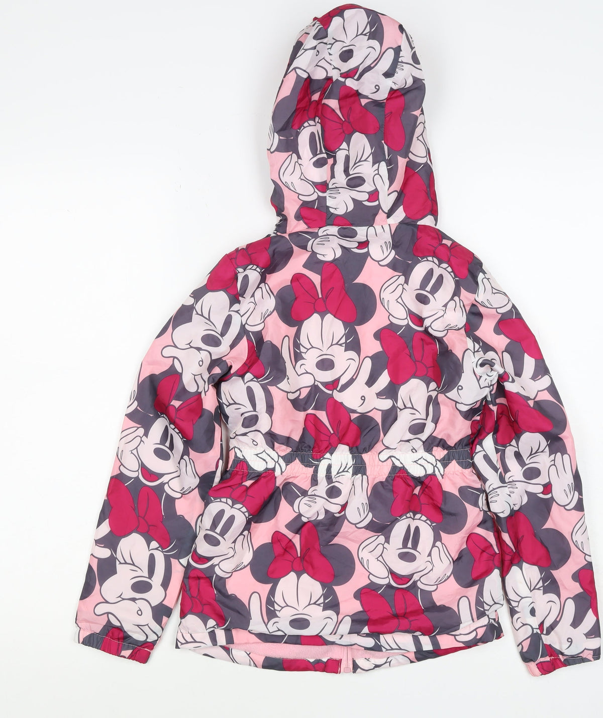 Disney Girls Pink Minnie Mouse Hooded Jacket 7-8 Years Fleece Lined