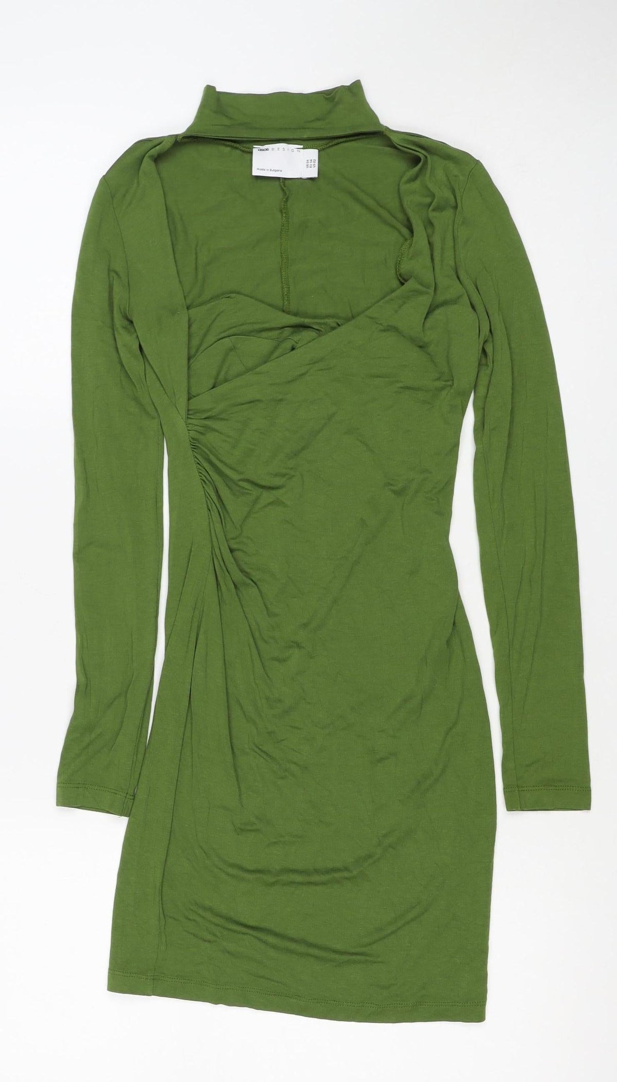 ASOS DESIGN Women’s Green UK 6 Midi Bodycon Long Sleeve Dress