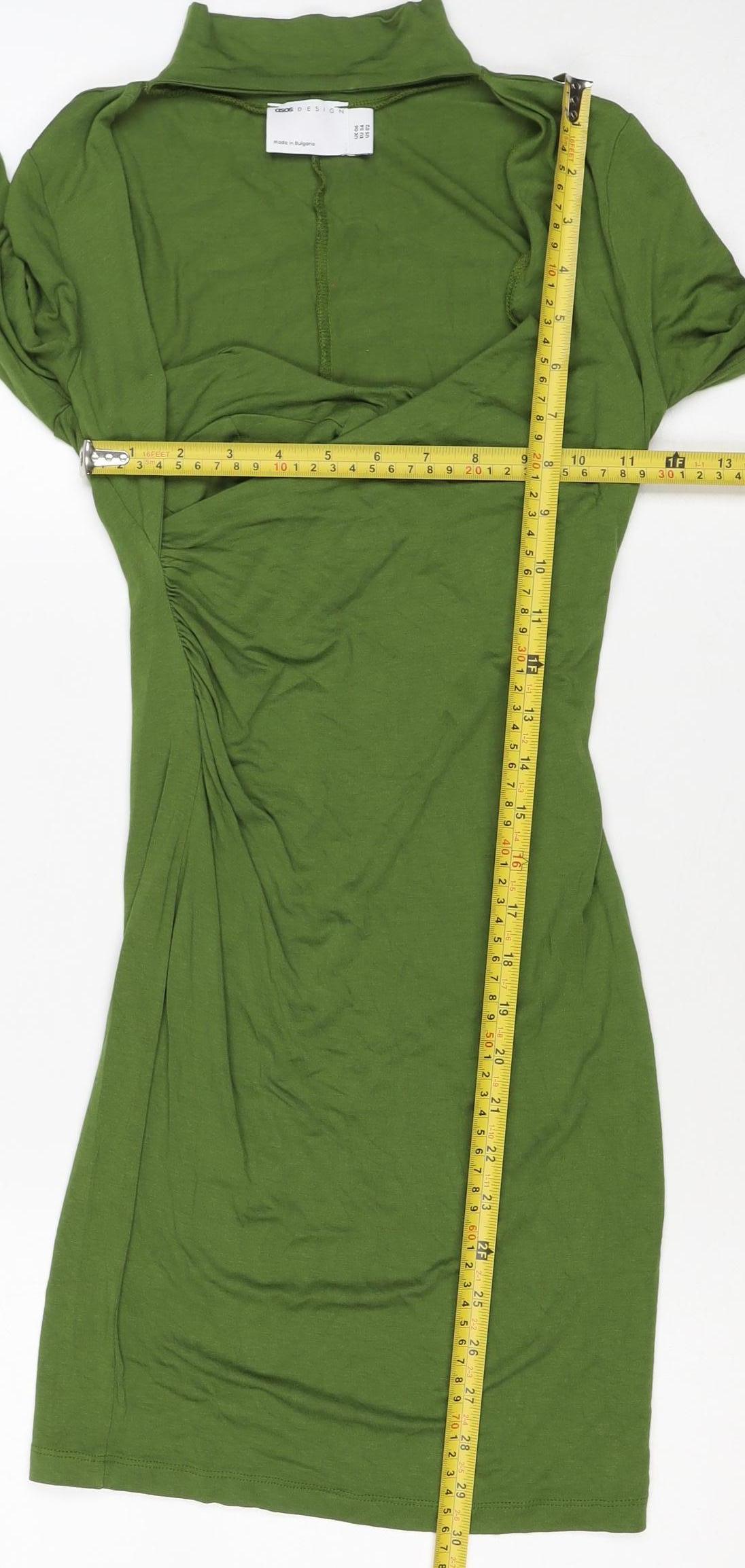 ASOS DESIGN Women’s Green UK 6 Midi Bodycon Long Sleeve Dress