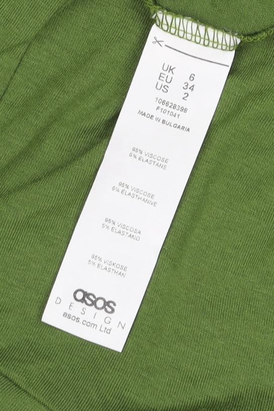 ASOS DESIGN Women’s Green UK 6 Midi Bodycon Long Sleeve Dress
